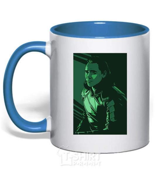 Mug with a colored handle Loki geometry royal-blue фото