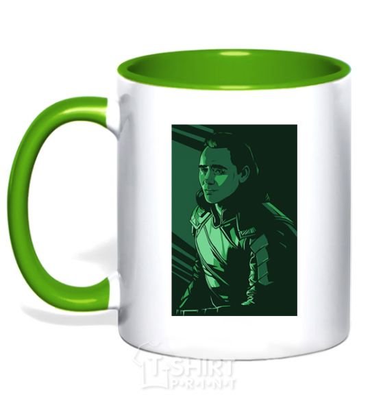 Mug with a colored handle Loki geometry kelly-green фото