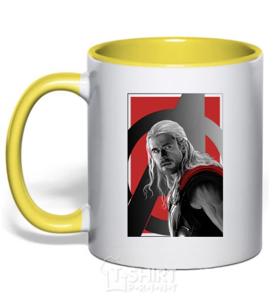 Mug with a colored handle Avengers Thor yellow фото