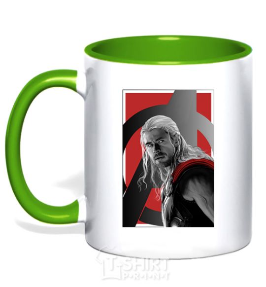Mug with a colored handle Avengers Thor kelly-green фото