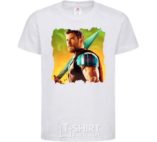 Kids T-shirt Thor with a sword White фото