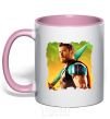 Mug with a colored handle Thor with a sword light-pink фото