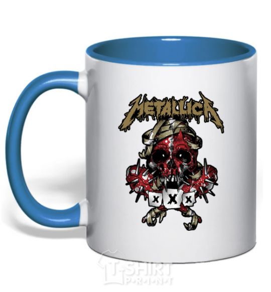 Mug with a colored handle Metallica XXX royal-blue фото