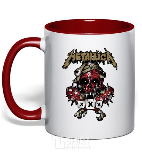 Mug with a colored handle Metallica XXX red фото