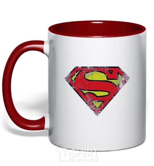 Mug with a colored handle Broken logo Superman red фото