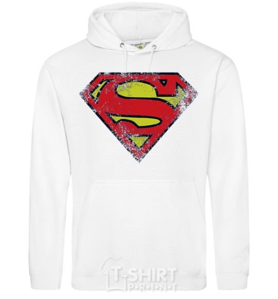 Men`s hoodie Broken logo Superman White фото