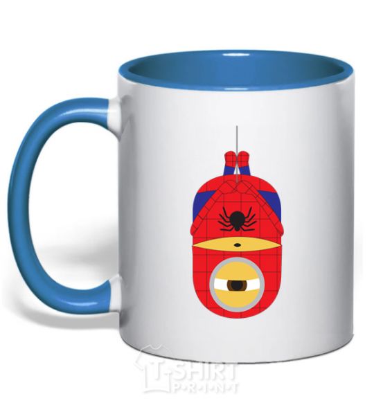 Mug with a colored handle Spiderman minion royal-blue фото