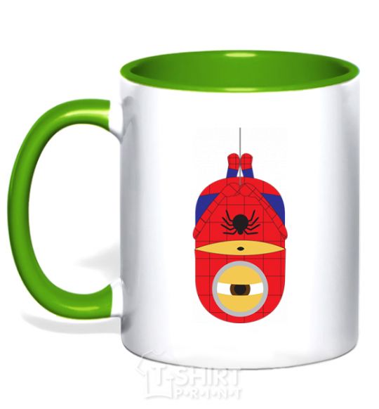 Mug with a colored handle Spiderman minion kelly-green фото