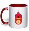 Mug with a colored handle Spiderman minion red фото