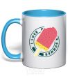 Mug with a colored handle I love summer sky-blue фото