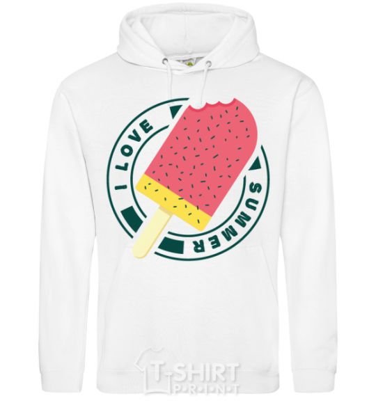 Men`s hoodie I love summer White фото