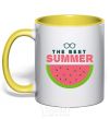 Mug with a colored handle The best summer yellow фото