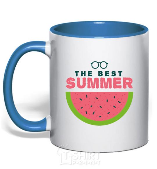 Mug with a colored handle The best summer royal-blue фото