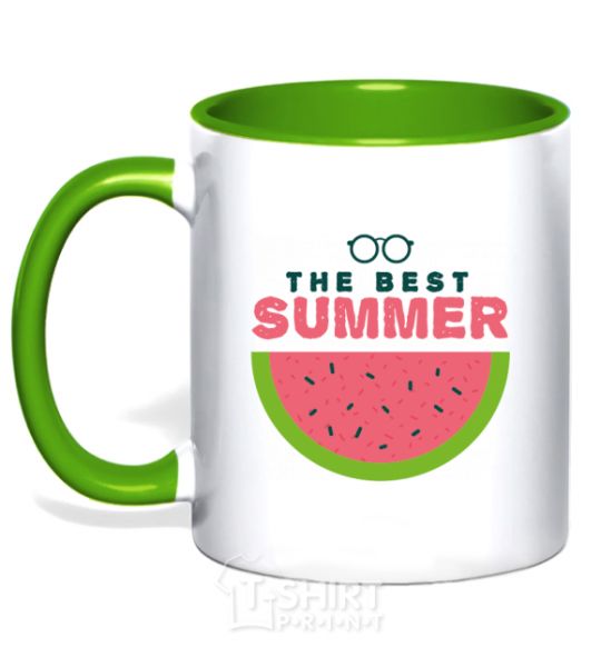 Mug with a colored handle The best summer kelly-green фото