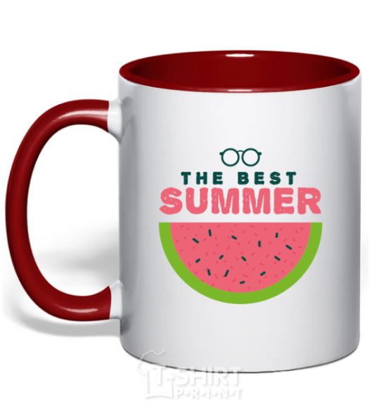 Mug with a colored handle The best summer red фото