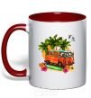 Mug with a colored handle Surf bus red фото
