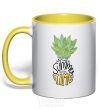 Mug with a colored handle Pineapple is summer time yellow фото