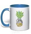 Mug with a colored handle Pineapple is summer time royal-blue фото