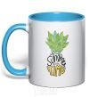 Mug with a colored handle Pineapple is summer time sky-blue фото