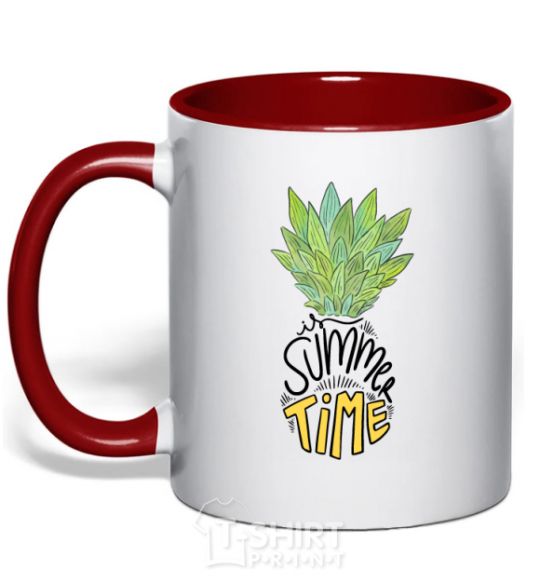 Mug with a colored handle Pineapple is summer time red фото