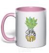 Mug with a colored handle Pineapple is summer time light-pink фото