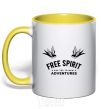 Mug with a colored handle Free spirit yellow фото