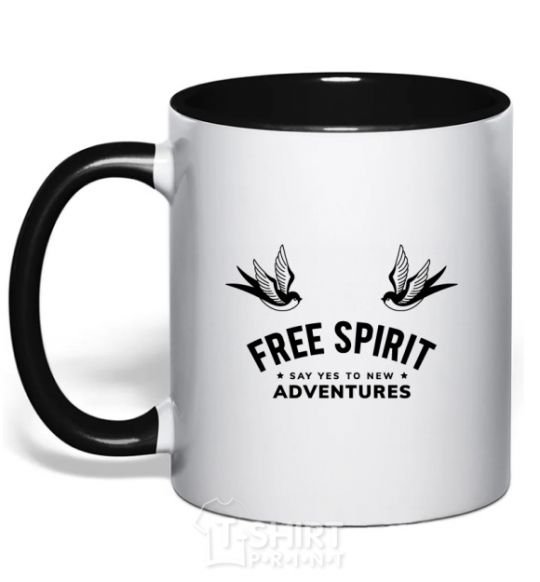 Чашка с цветной ручкой Free spirit Черный фото