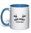 Mug with a colored handle Free spirit royal-blue фото