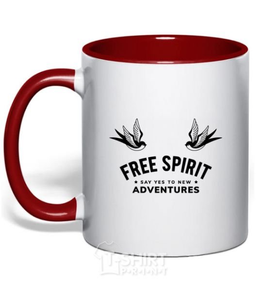 Mug with a colored handle Free spirit red фото