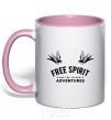 Mug with a colored handle Free spirit light-pink фото