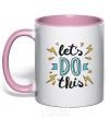 Mug with a colored handle Let's do this light-pink фото