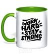 Mug with a colored handle Work hard stay strong kelly-green фото