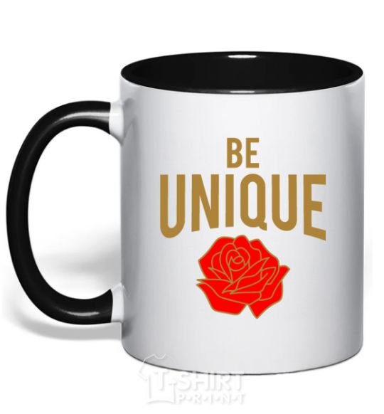 Mug with a colored handle Be unique black фото