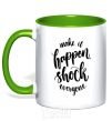 Чашка с цветной ручкой Make it happen shock everyone Зеленый фото