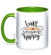 Mug with a colored handle Bake someone happy kelly-green фото