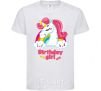 Kids T-shirt Unicorn birthday girl White фото