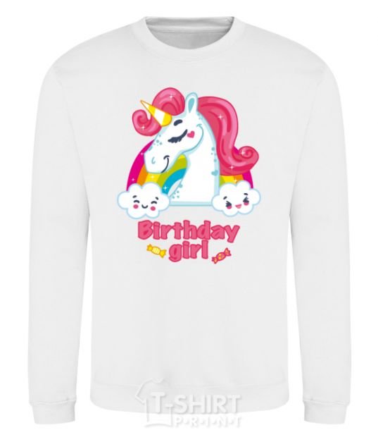 Свитшот Unicorn birthday girl Белый фото