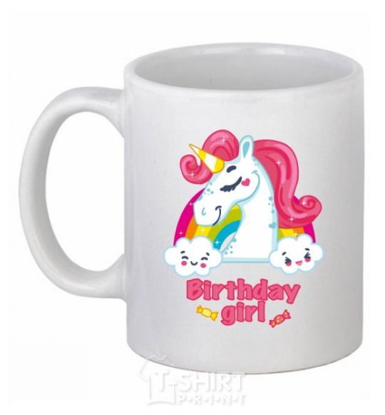 Ceramic mug Unicorn birthday girl White фото