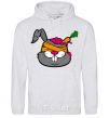 Men`s hoodie A rabbit with a carrot in its head sport-grey фото