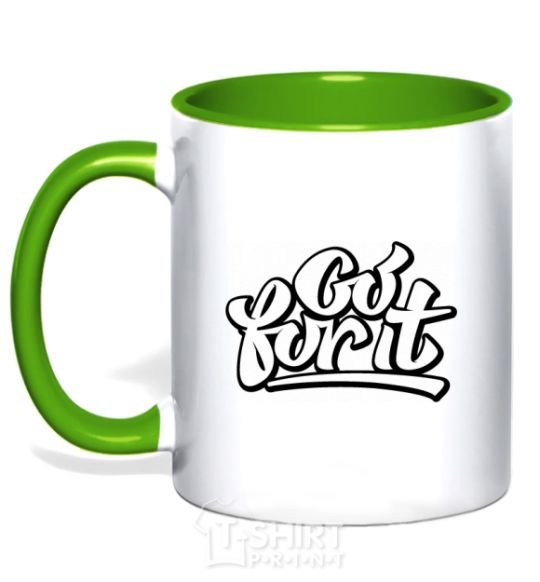 Mug with a colored handle Go for it kelly-green фото