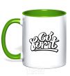 Mug with a colored handle Go for it kelly-green фото