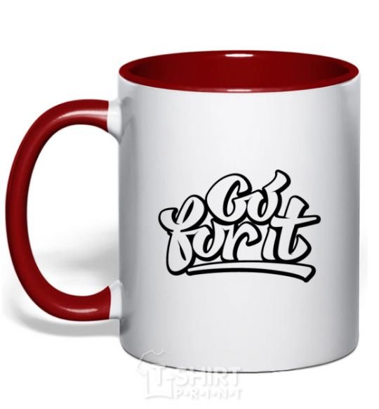 Mug with a colored handle Go for it red фото