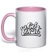 Mug with a colored handle Go for it light-pink фото