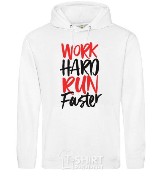 Men`s hoodie Work hard run fuster White фото