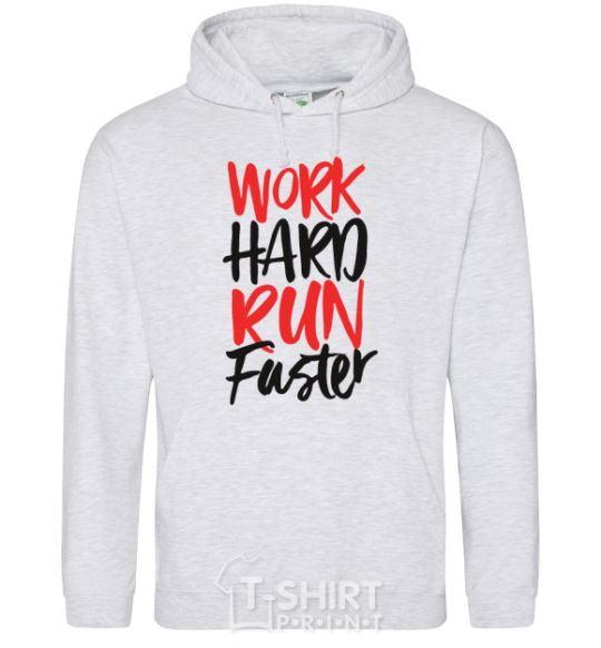 Men`s hoodie Work hard run fuster sport-grey фото