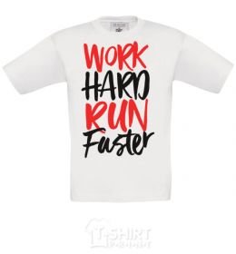 Kids T-shirt Work hard run fuster White фото
