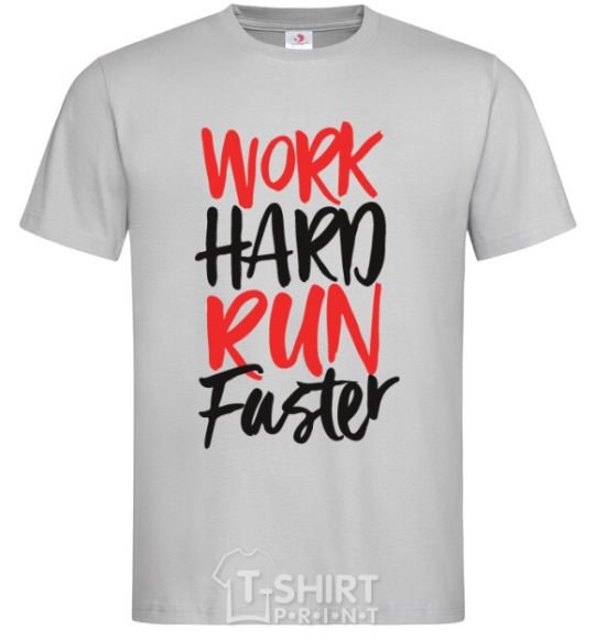 Мужская футболка Work hard run fuster Серый фото