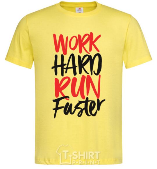 Мужская футболка Work hard run fuster Лимонный фото