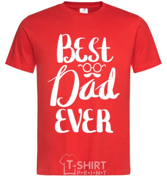 Men's T-Shirt Best dad ever glasses red фото