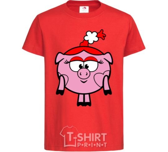 Kids T-shirt Nyusha the pig red фото